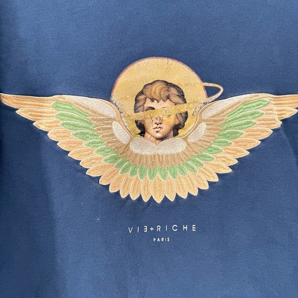 Vie+Riche Blue Angel Cotton Sweatshirt Large - Picture 2 of 7